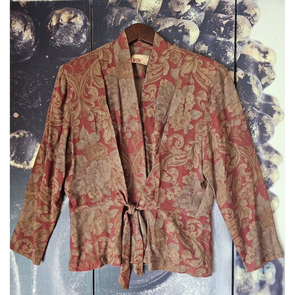 Vintage Katie Petites MFG Floral Print Topper Tie Front Women's Size‎ 13/14?